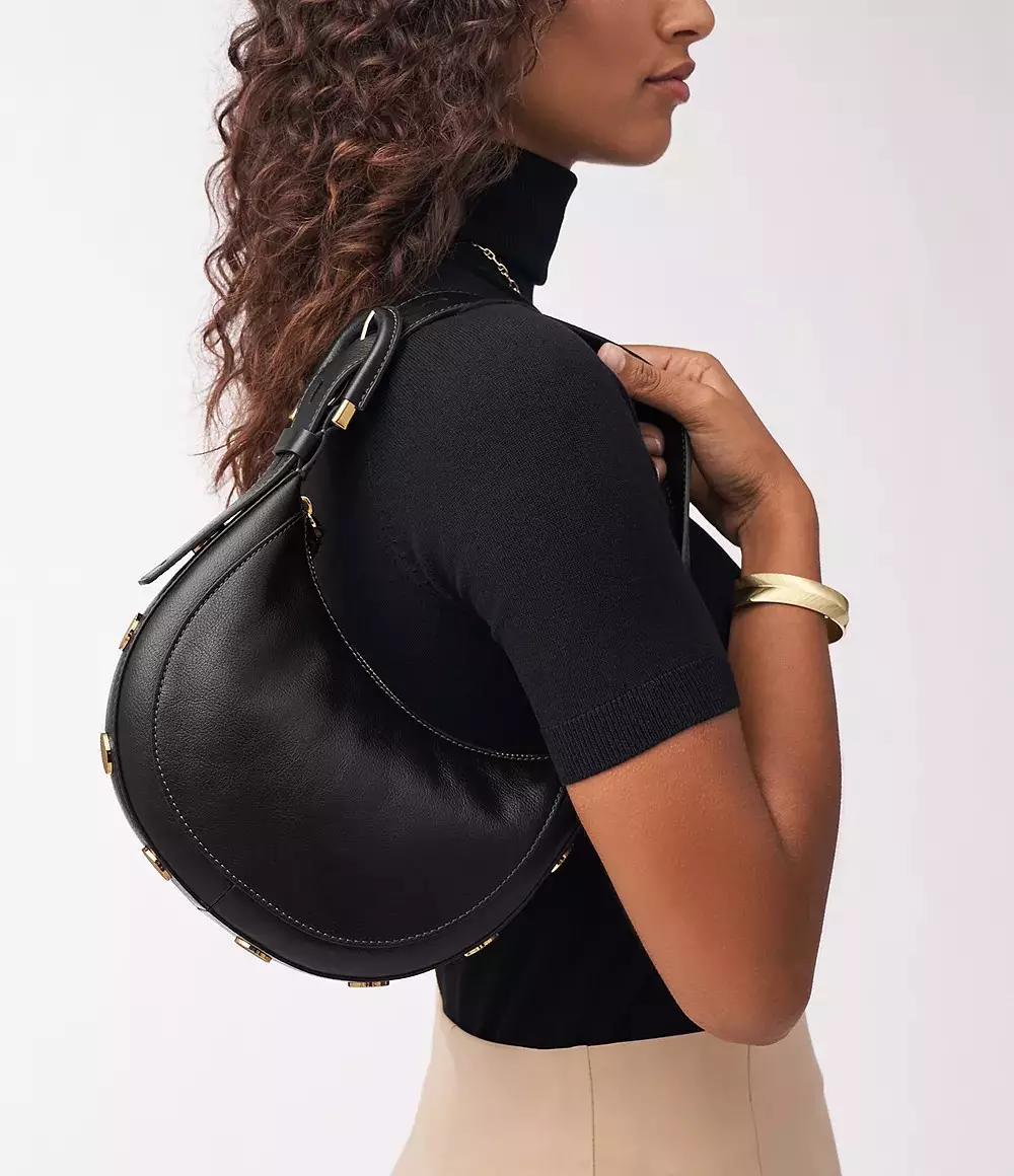 Fossil Harwell Leather Crescent Black Tas Wanita ZB1916-001