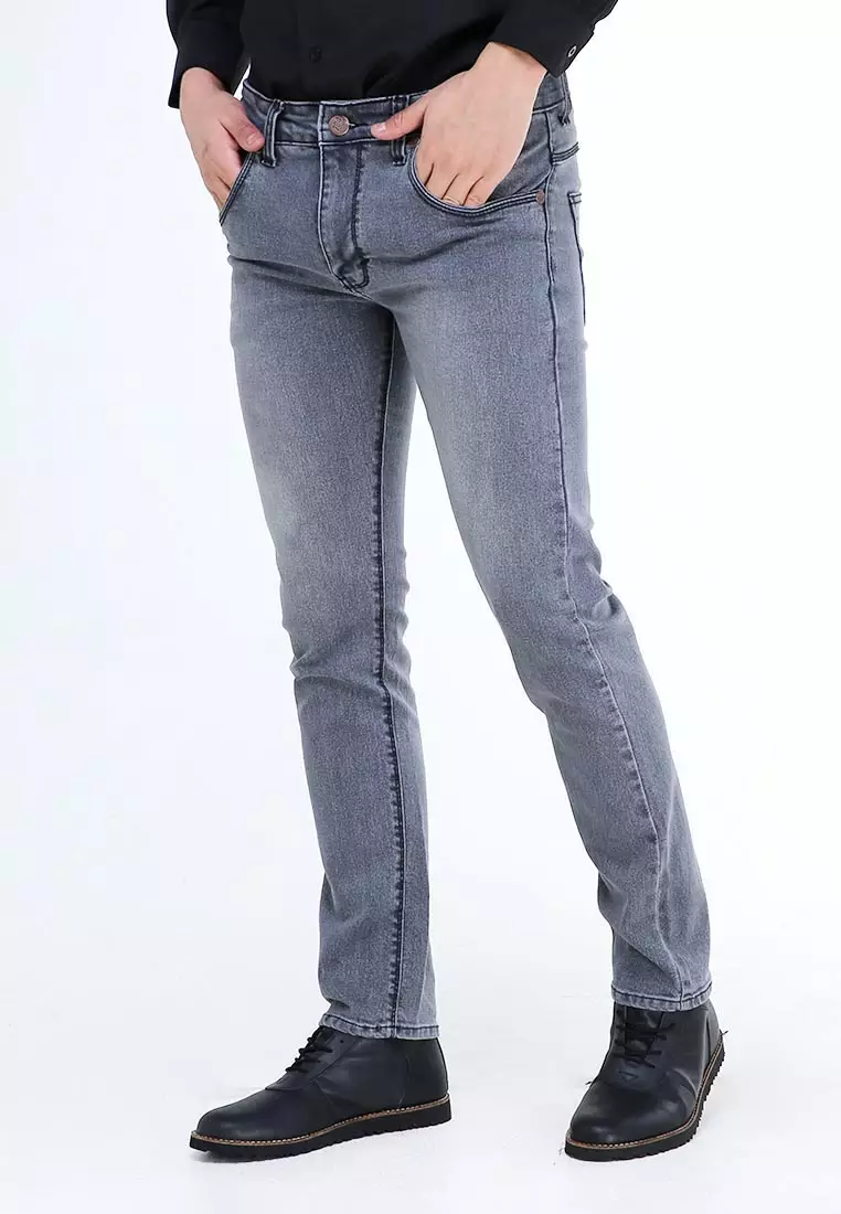Locko Celana Panjang Denim Pria Semi Slim Fit Casual Long Pants Material Jeans ORIGINAL