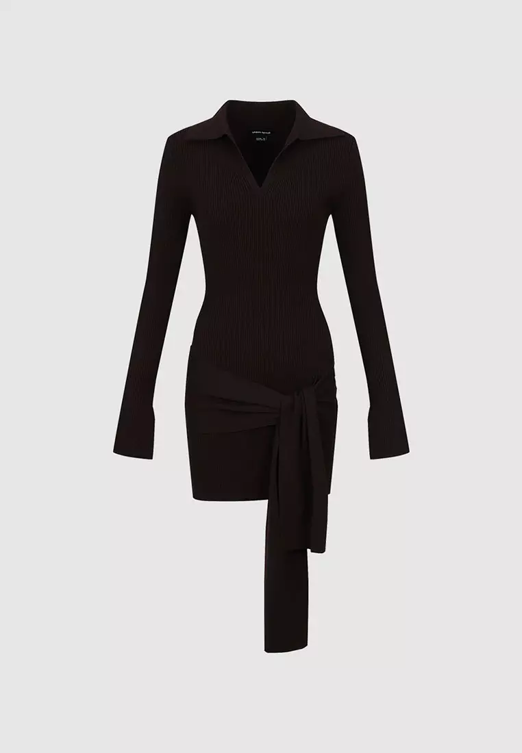 UR春季新款女装复古魅力氛围感绑带针织连衣裙UWG950065