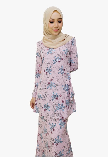 Buy Floral Printed Kurung Moden from Zoe Arissa in Pink at Zalora