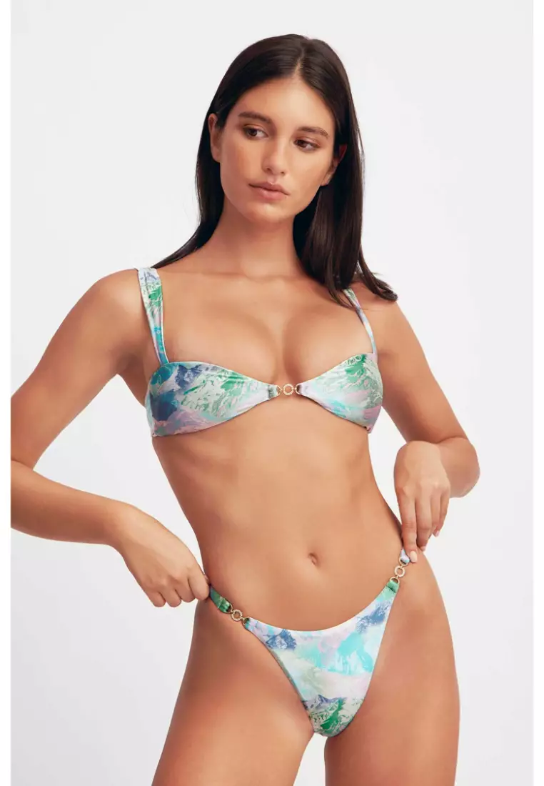 Riri Double Ring Cheeky Bikini Bottoms / Alps Gloss