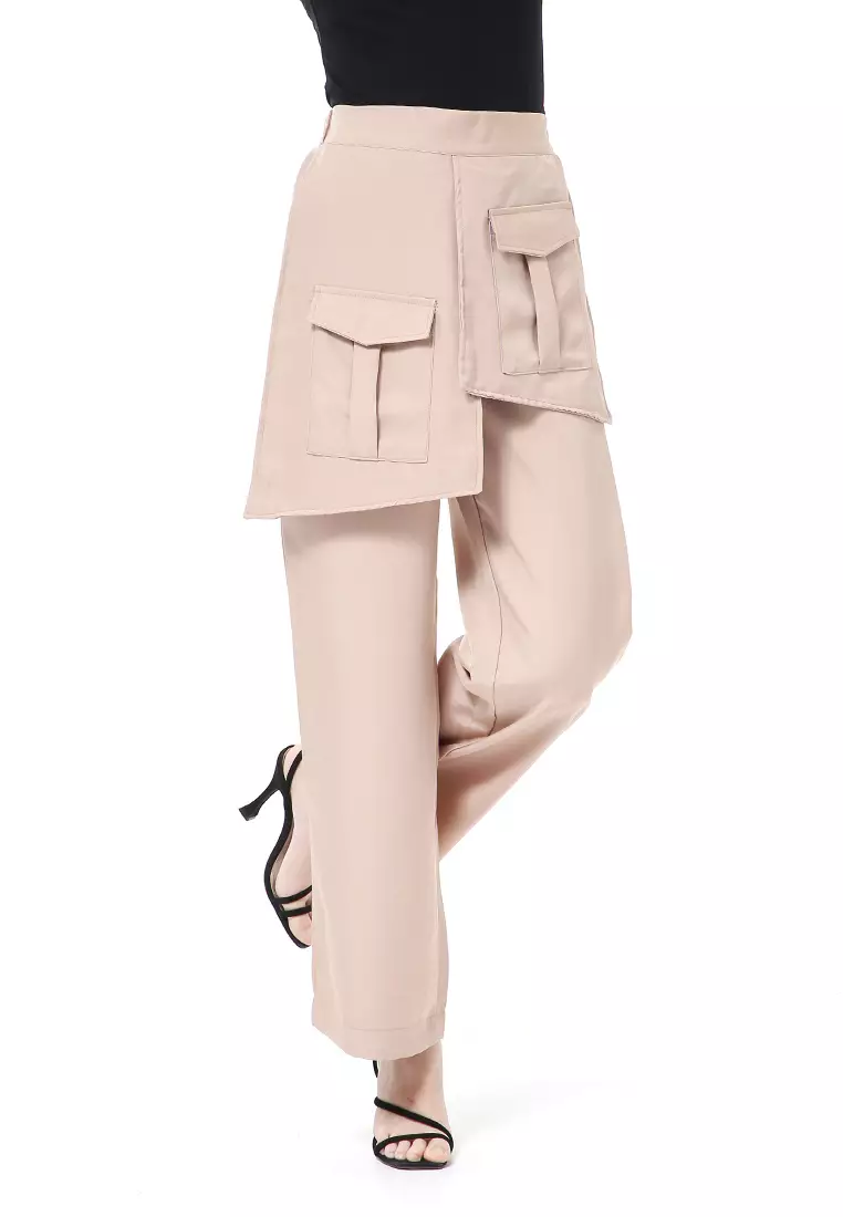 Stella Long Pants Celana Panjang Kasual Wanita Model Pocket Material Cotton ORIGINAL - Cream