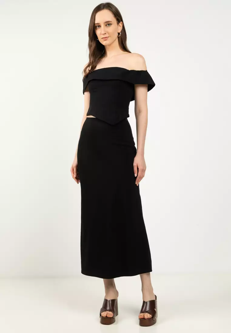 Off Shoulder Top and Skirt Set