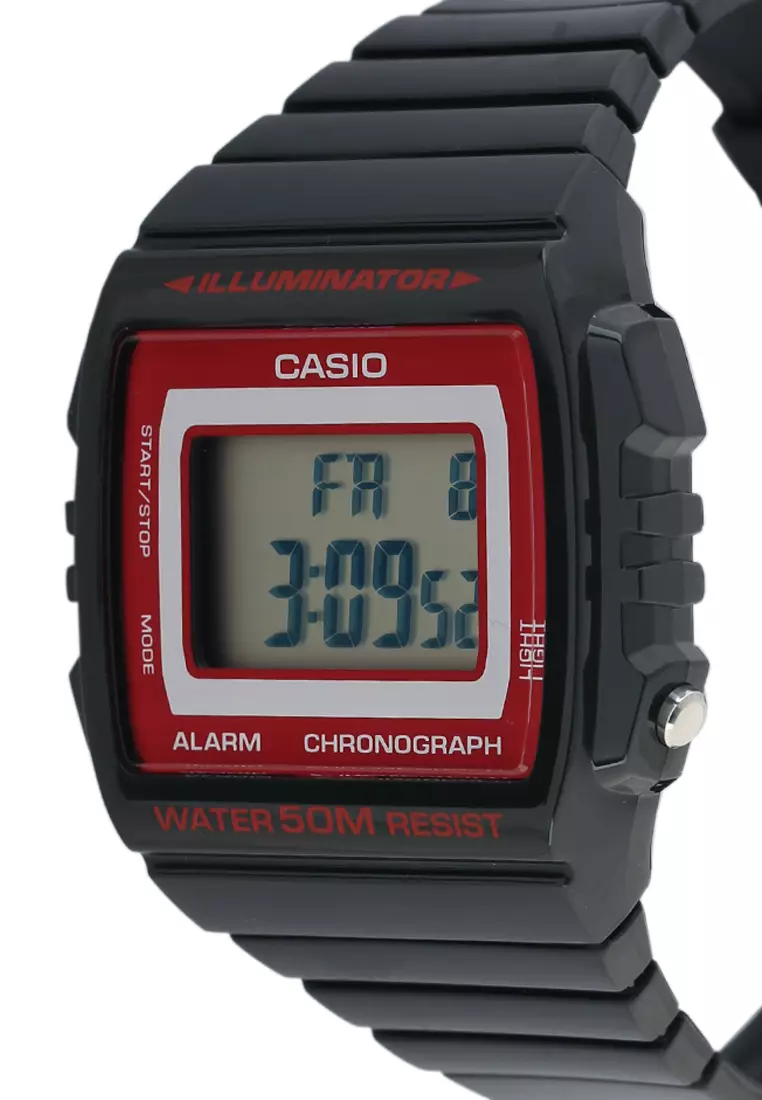CASIO Jam Tangan Digital W-215H-1A2VDF Hitam Merah