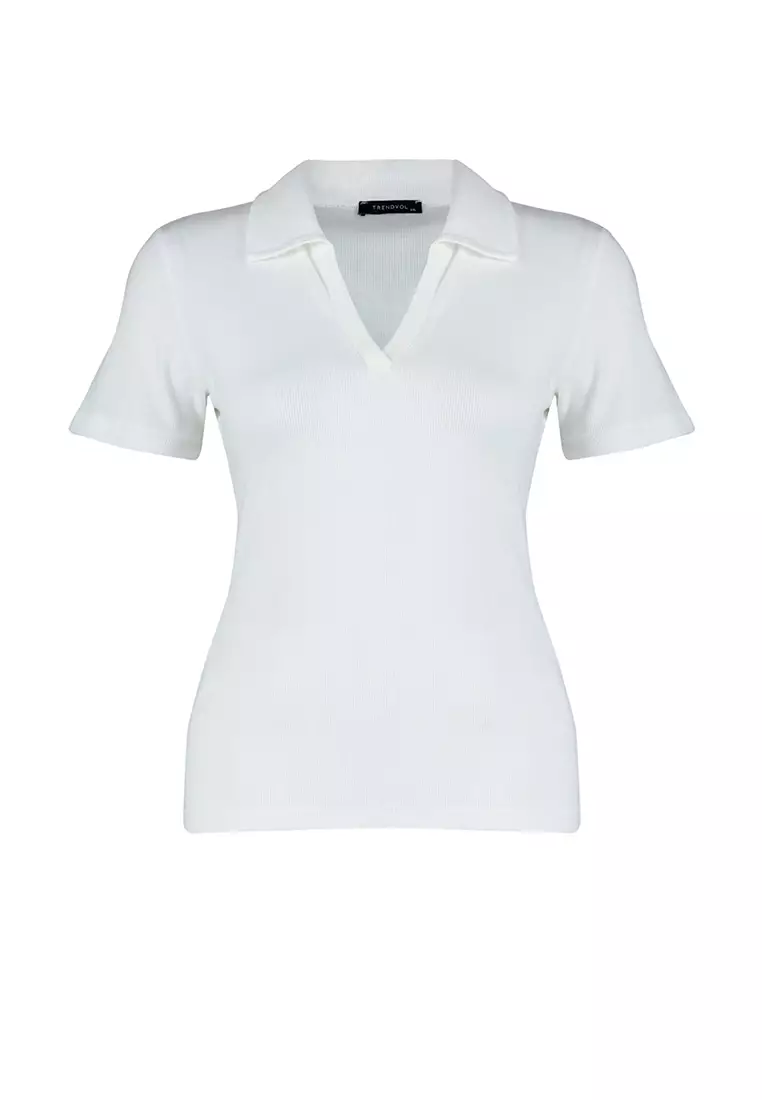 Plus Size Knitted Polo Shirt