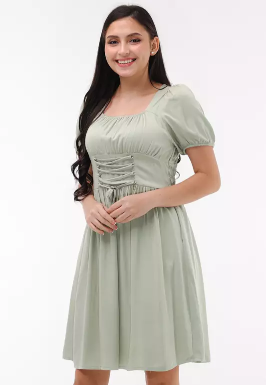 Single Twill Woven Short Sleeves Dress