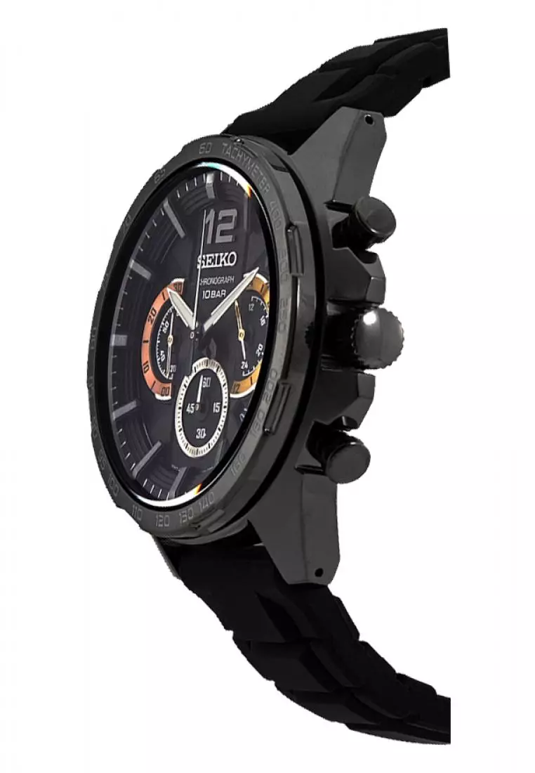 Jam Tangan Pria Seiko Original Garansi Resmi SSB349 SSB349P1 Strap Black Rubber Black Dial Chronograph