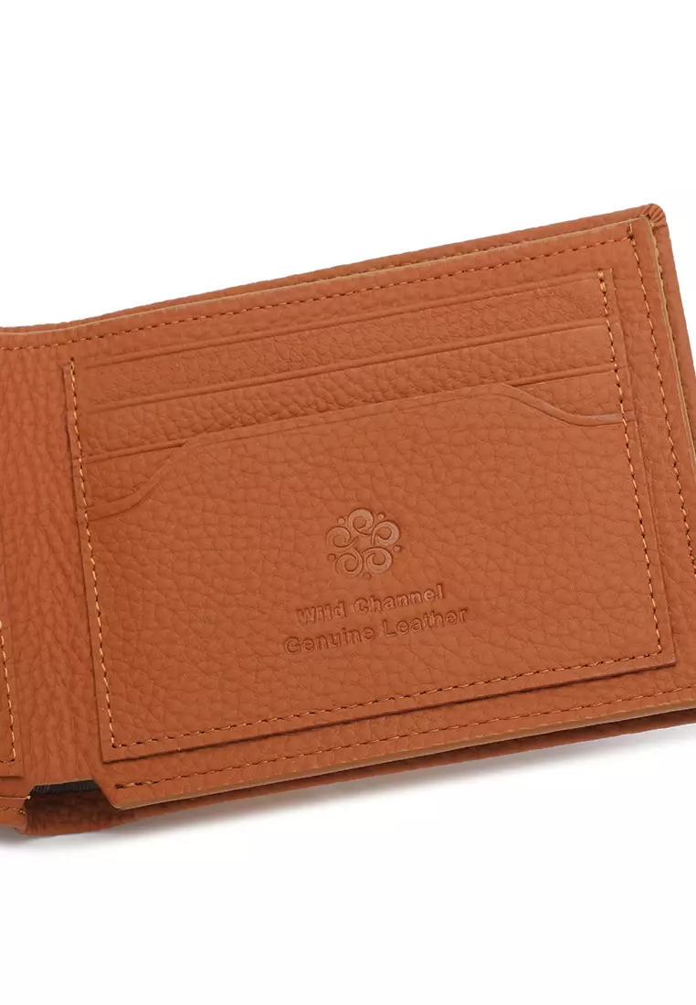 Men's Genuine Leather RFID Blocking Bi Fold Wallet