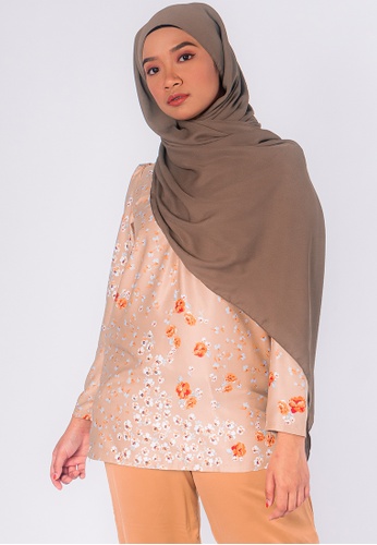 Zaryluq orange and brown Bloom Blouse in Tiger lily 7CB58AABD8635DGS_1