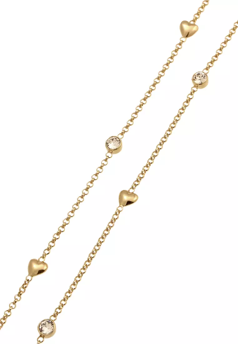 Necklace Delicate Heart Gold Plated Embellished With Crystals By Swarovski®