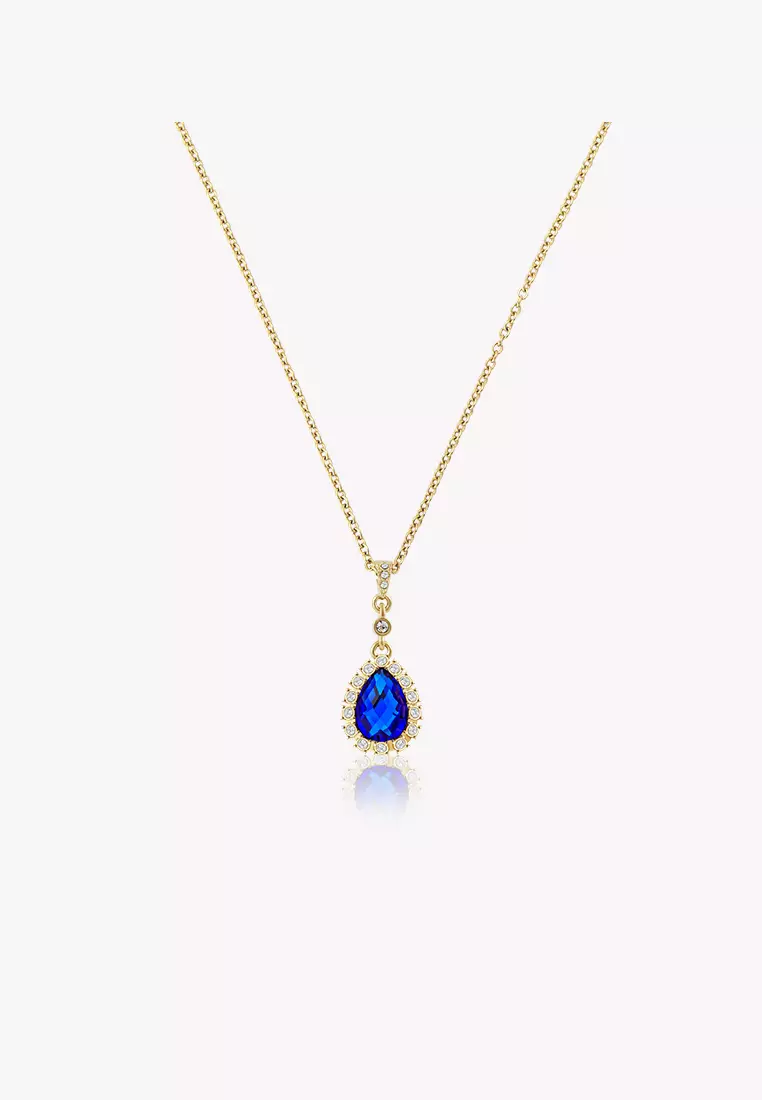 Necklace Princess'S Water Drop In Gold - Blue