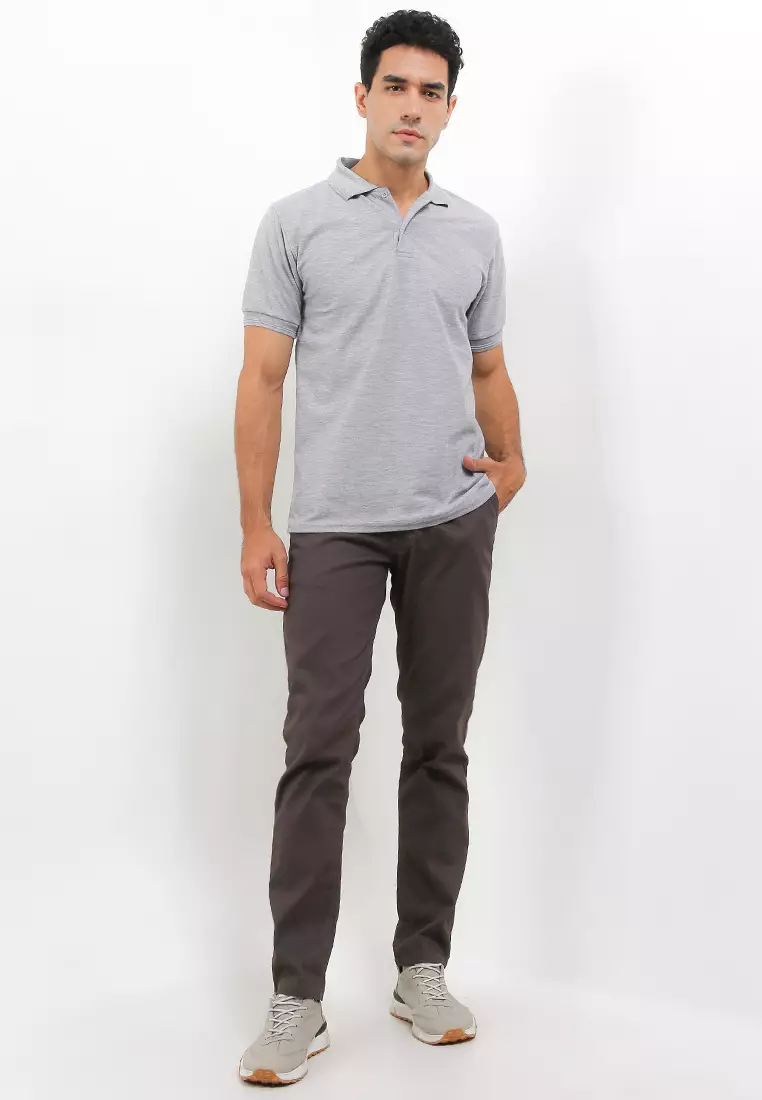 BULFARO Celana Chino Pants Cotton Twill Stretch - Grey