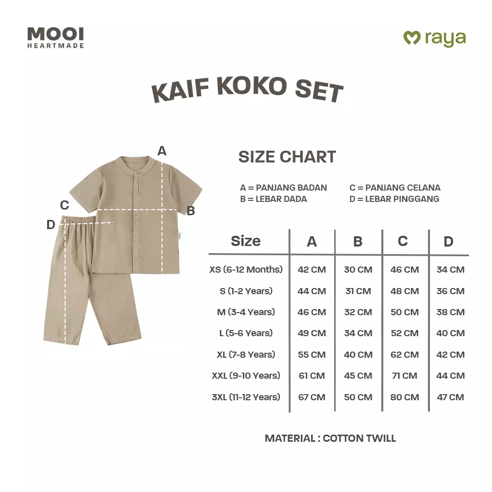 Mooi Kaif Koko Set Setelan Koko Anak Raya Collection - Camel Brown