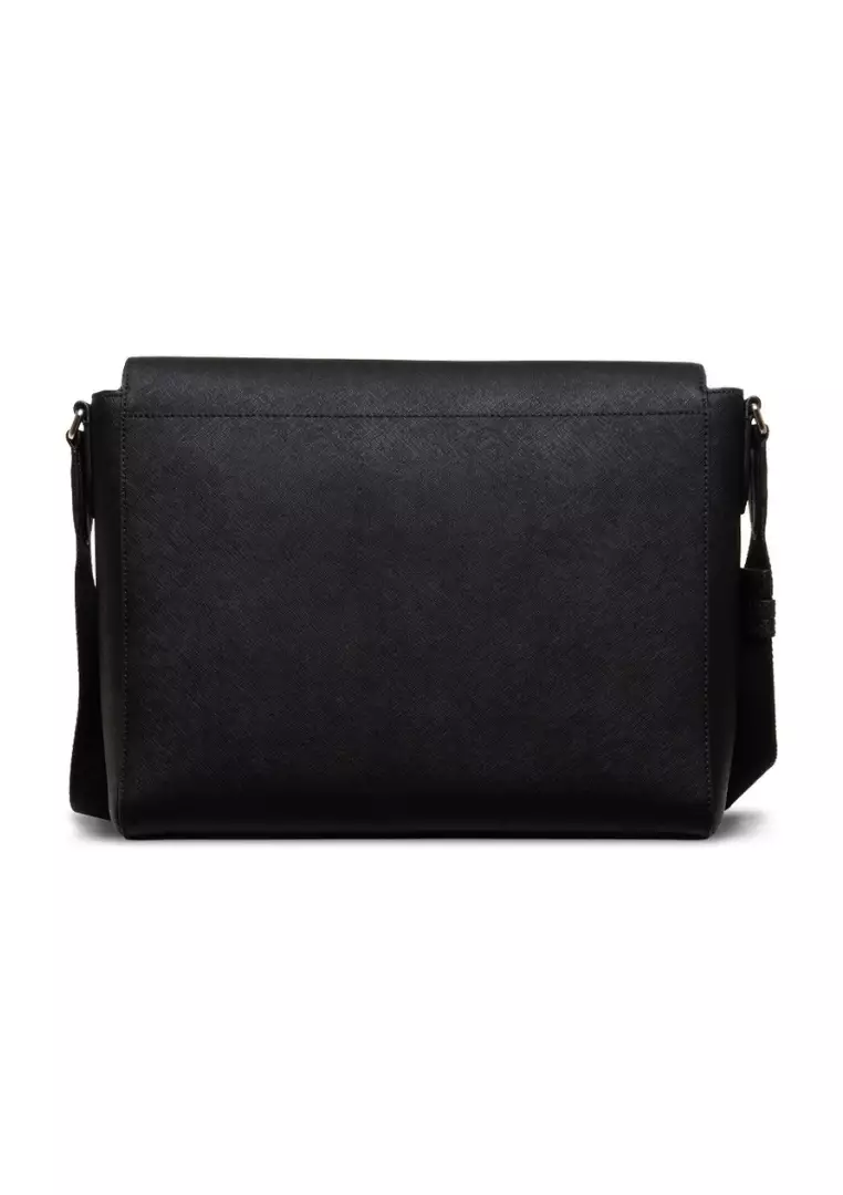 Damion.O Leather Messenger Bag - Black