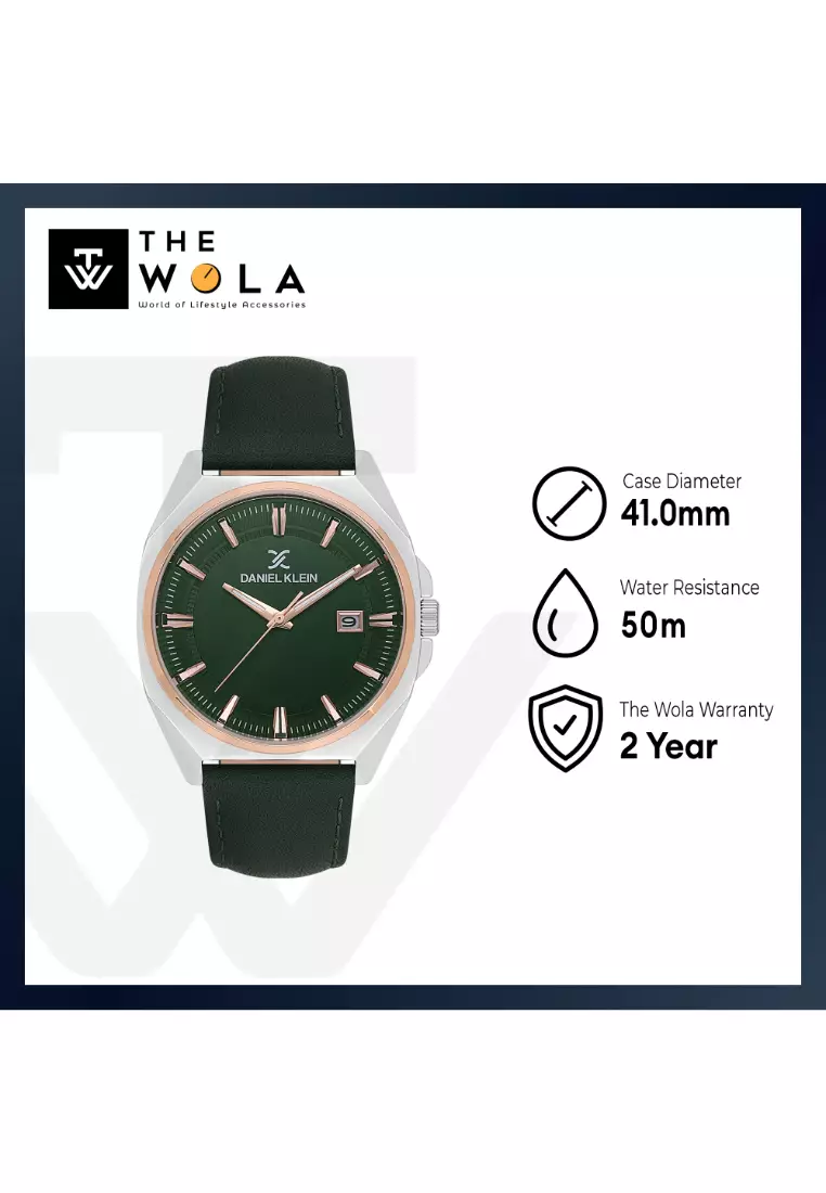 Premium Men Analog Watch DK.1.13752-4 Dark Green Genuine Leather Strap