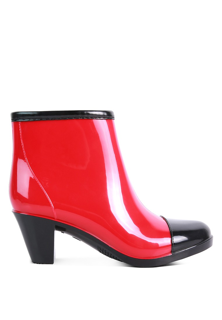 Red Smart Block Heeled Rainboots