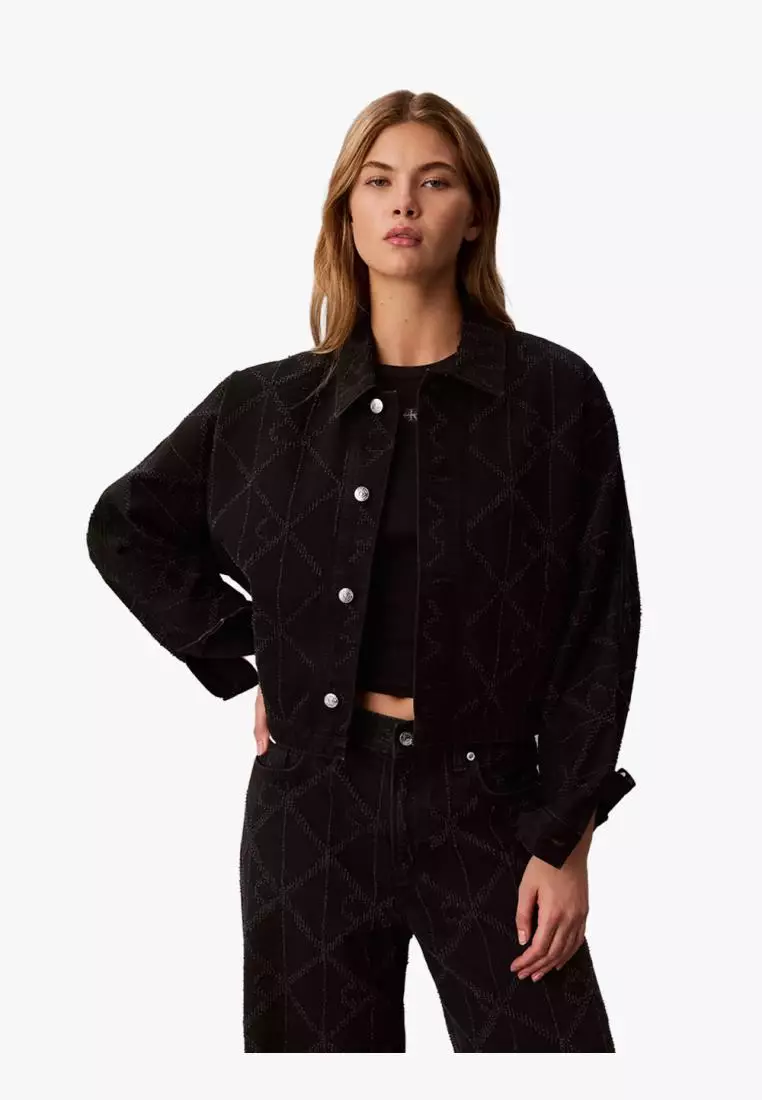 Jual Calvin Klein Calvin Klein - All-Over Logo Denim Jacket Original ...