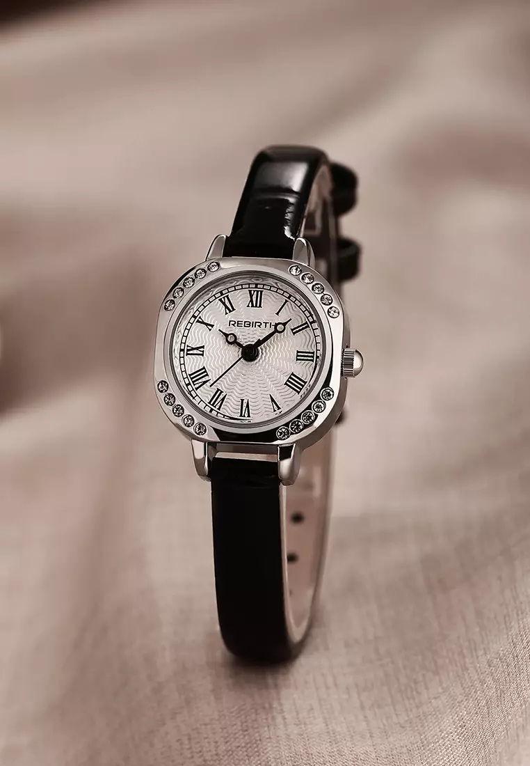 Jam Tangan Wanita Anti Air Original Korea Elegan Antik Style Jam Tangn Cewek Kecil Tali Kulit Black