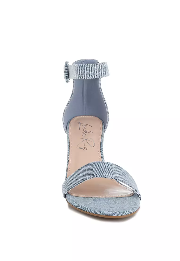 Denim Kitten Heel Sandals