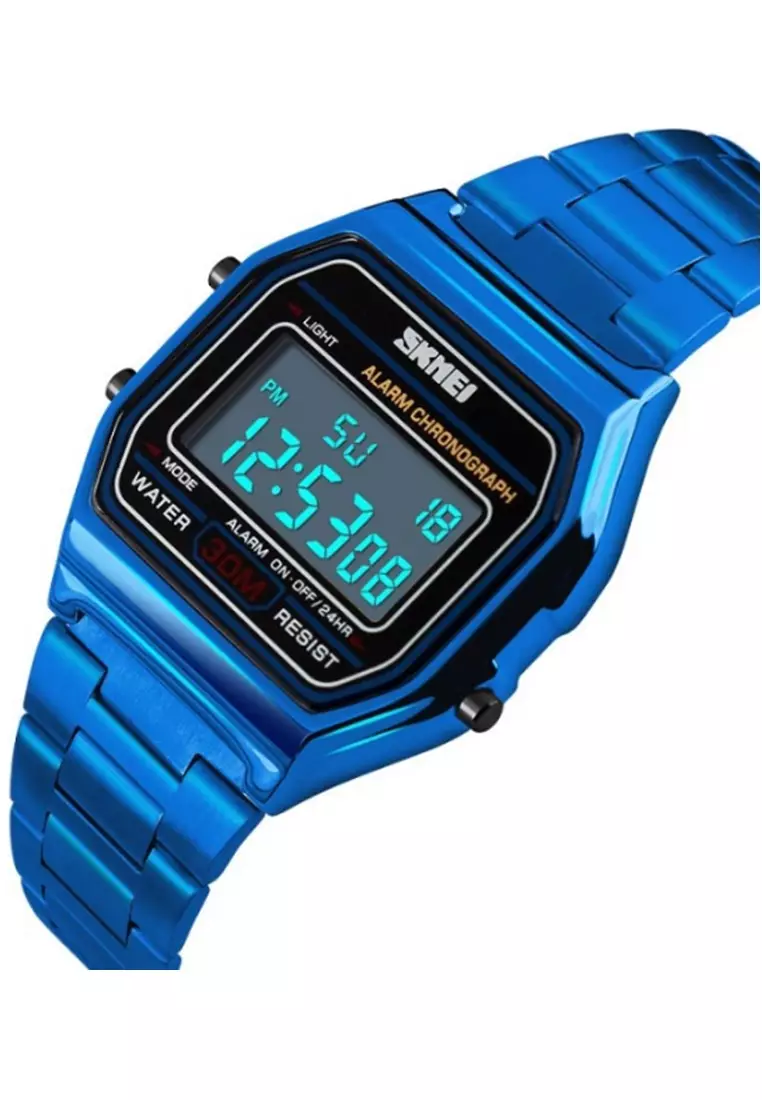 Jam Tangan Kasual Digital Pria Waterproof Many Function Strap Tali Material Stainless Steel WI82 ORIGINAL