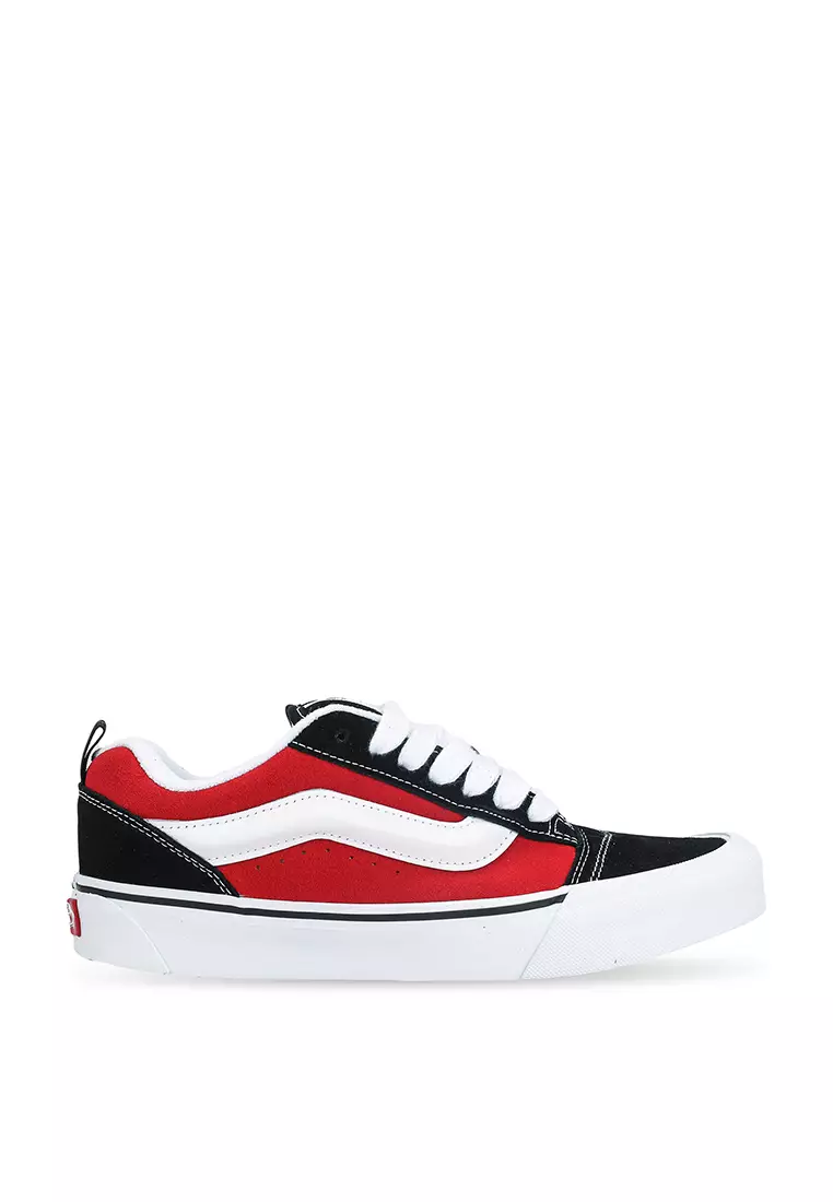 Red vans store logo shoes