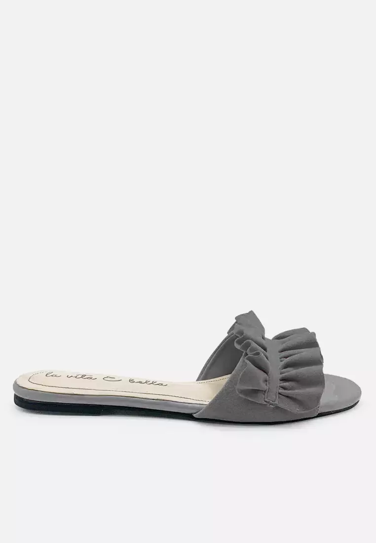 Peony Sandal Flat Ruffle Wanita