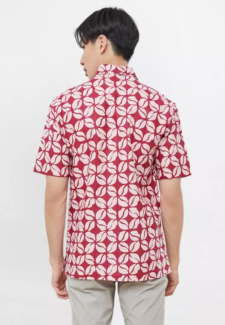 Kemeja Batik Merry Kawung Maroon