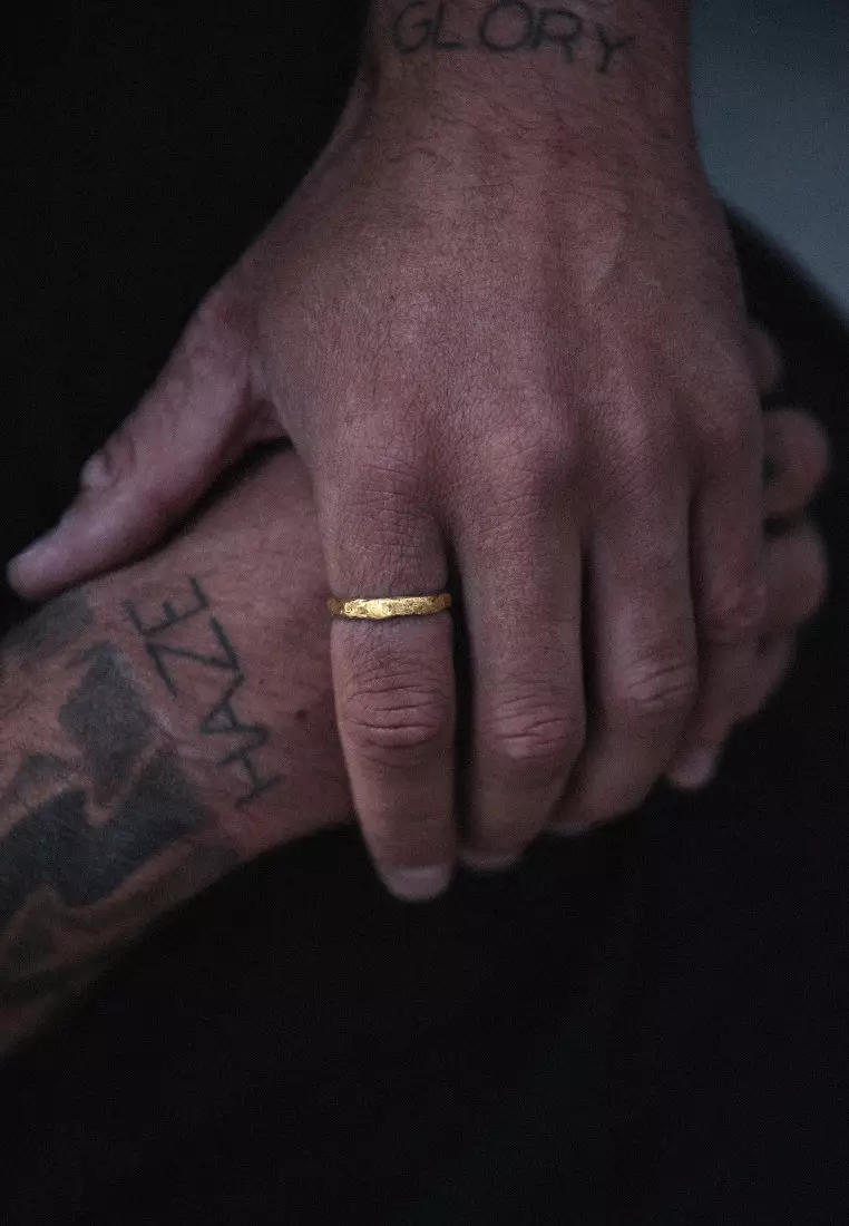 EXCLUSIVE Cincin Perhiasan Perak 925 Pria Band Chaser Gold Plated