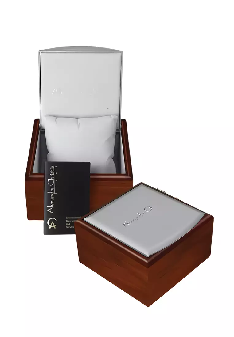 Alexandre Christie Sapphire Glass Jam Tangan Analog Wanita Rosegold Blue Stainless Steel - 8697 LDBURBU