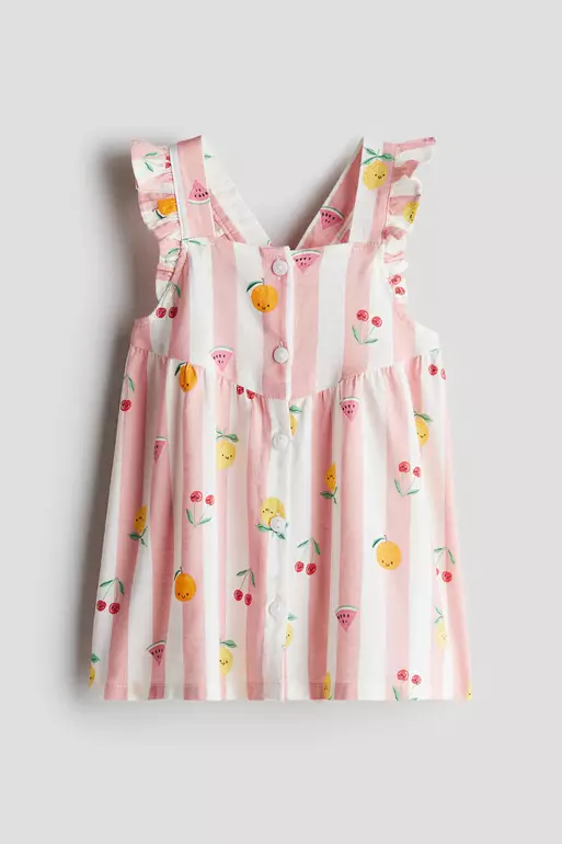 Flounce-trimmed cotton dress