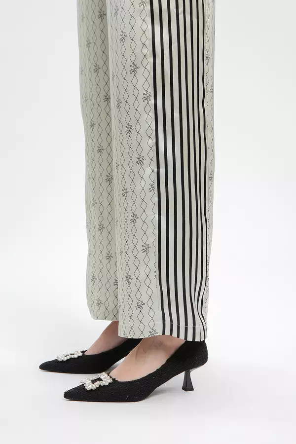 MINIMAL - Adeira - Kulot Satin Motif Geometris - Grey Colour Beige