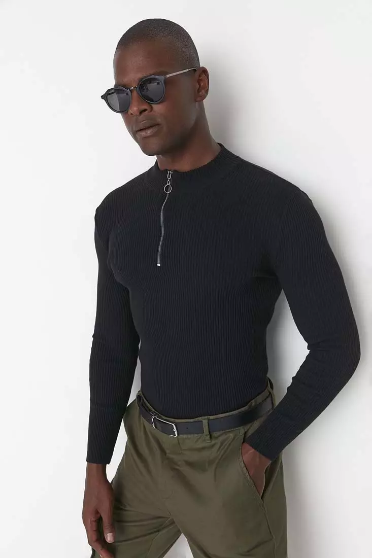 Mens slim outlet fit black sweater