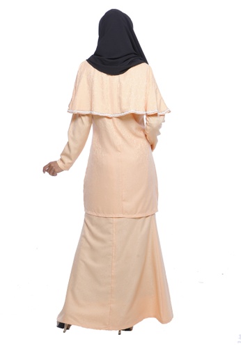 Buy Thalia Kurung Moden Cape in Peach from Adrini's in Pink only 259