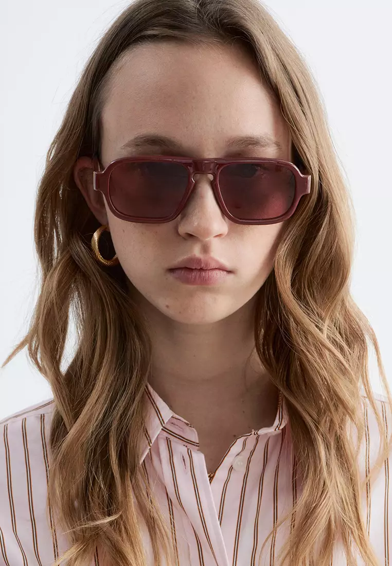 Square-Frame Aviator Sunglasses