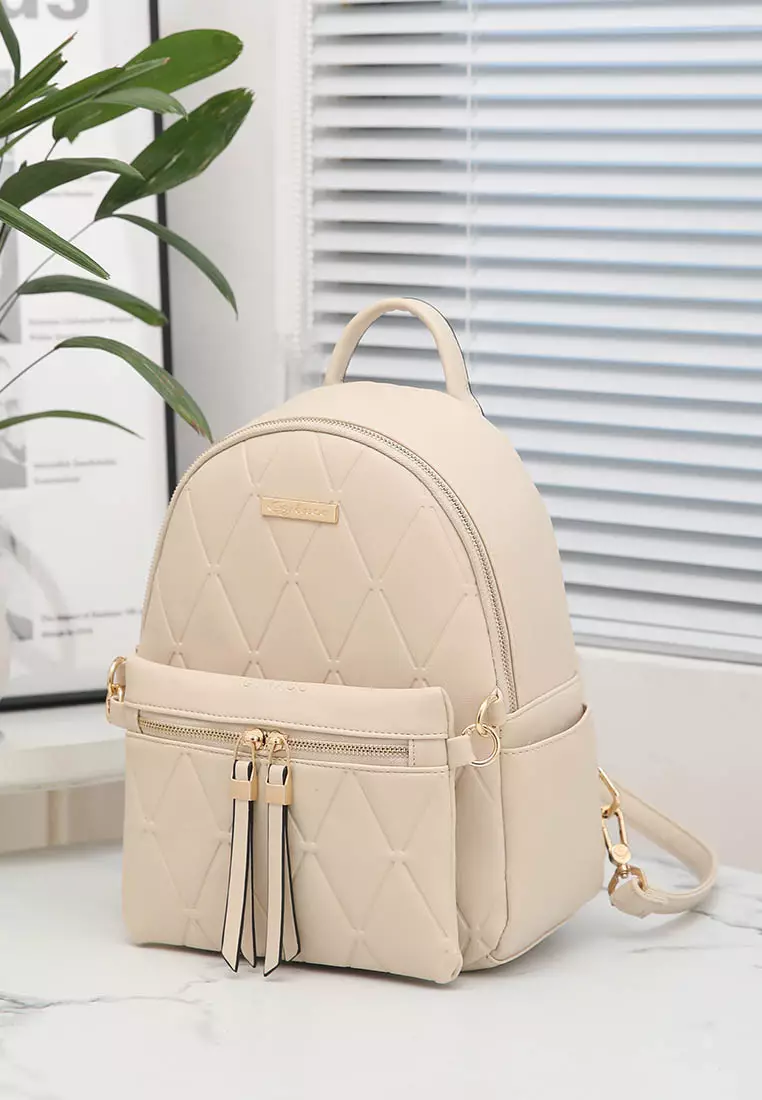 GYKACO KIMA Beige - Tas Ransel Wanita - Fashion Backpack (IMPORT)