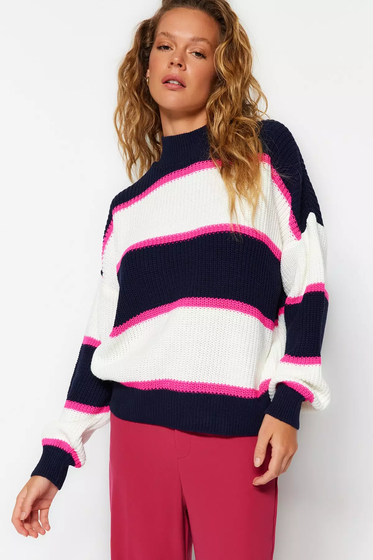 Mock neck hotsell colorblock sweater