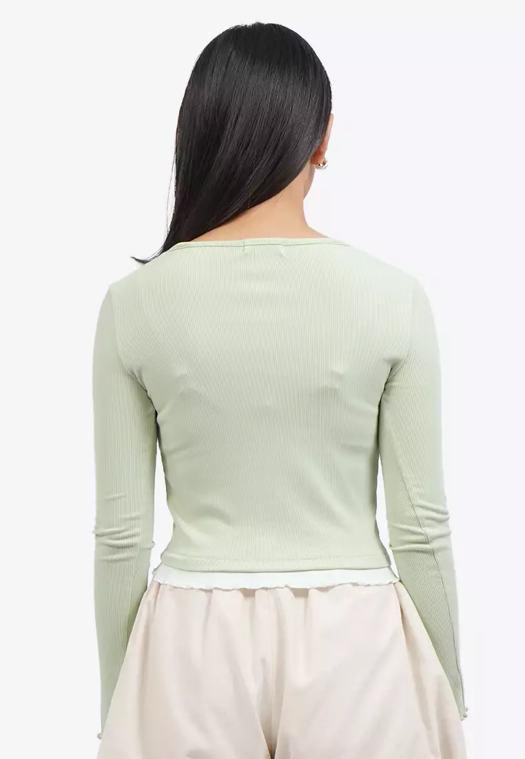Double Layer Long Sleeve Knit Top
