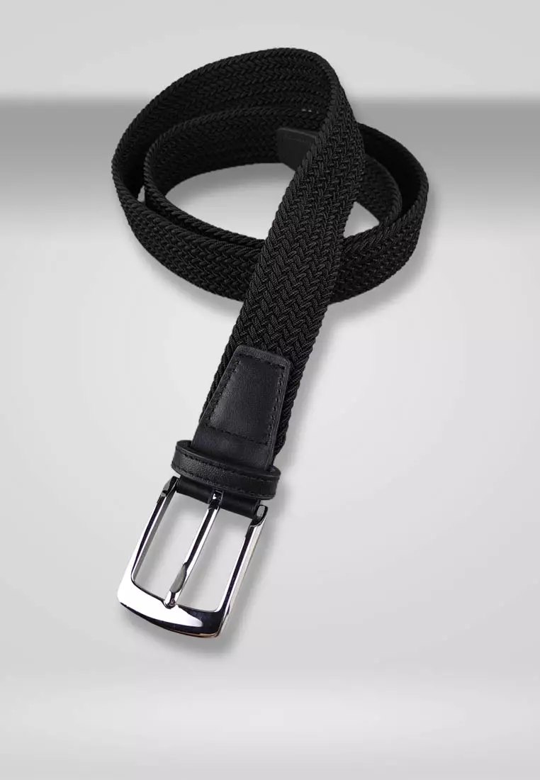 Pierre Cardin Ikat Pinggang Pria Rajut Karet Elastis Anyam Webbing Kulit Impor Sabuk Men Belt