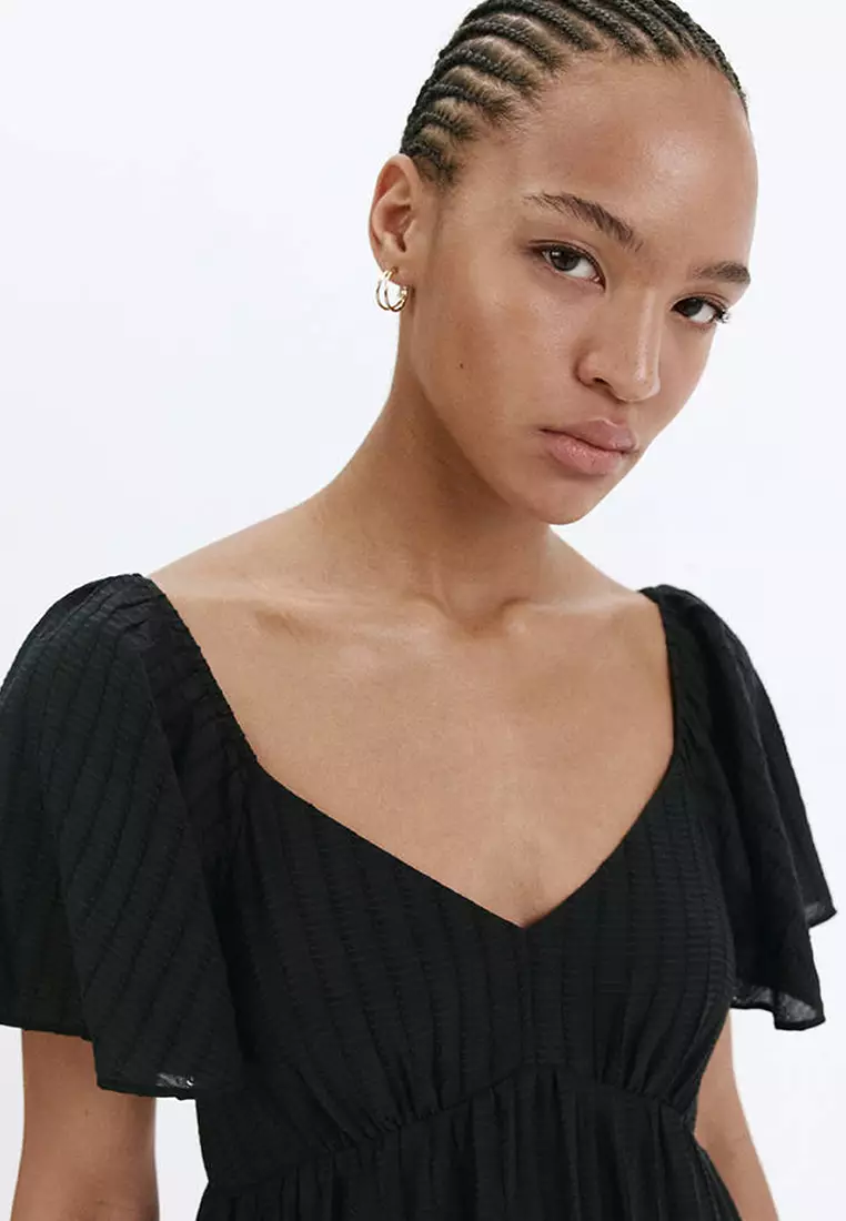 Textured Dress With Gathered Detail