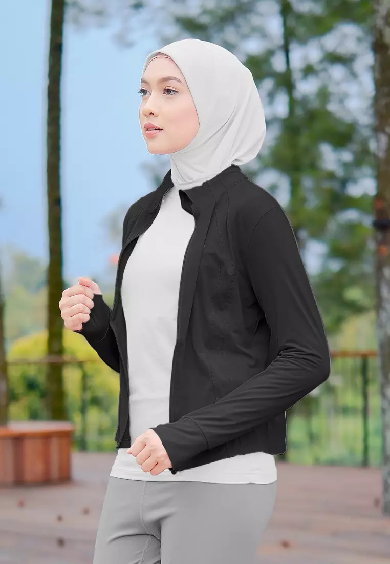 Zelena - Cleo Dryfit Jacket | Jaket Olahraga Wanita Slim Fit - Black