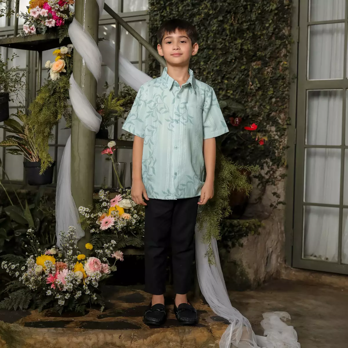 [Raya Collection] ZM Zaskia Mecca - Reiyu Blue - Kemeja Anak Pendek - Primadona Series Edisi Lilya Senja