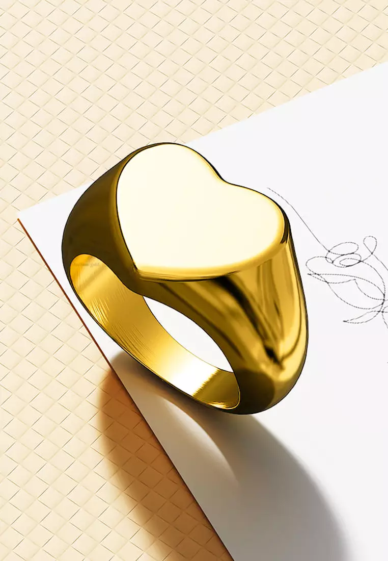 Heart's Desire Signet Gold Layered Ring in 10mm