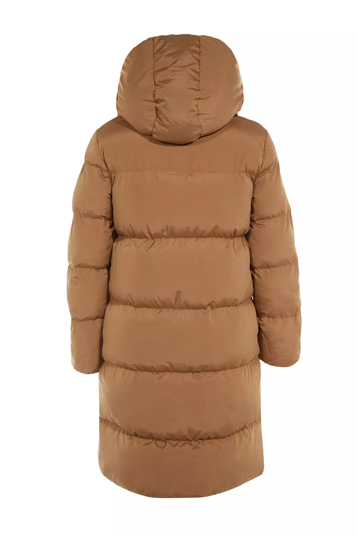 Brown-Ecru Double Sided Hooded Water Repellent Long Puffer Jacket TWOAW23MO00052