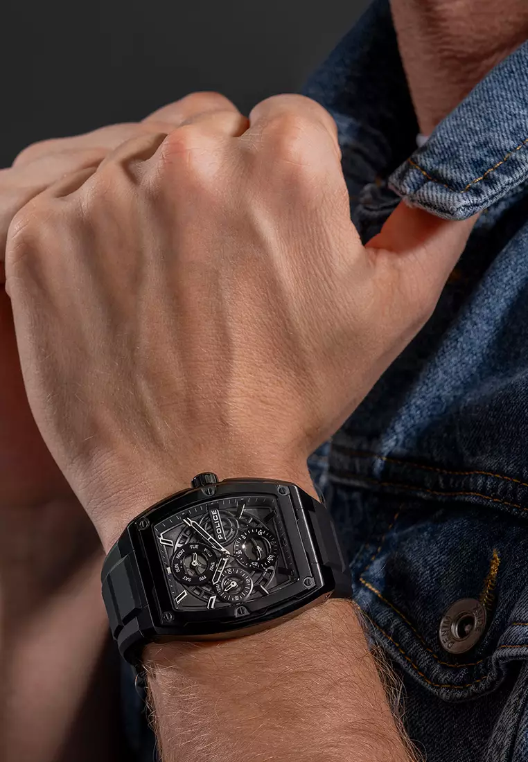 Police Creed Black Rubber Analog Quartz Watch For Men PPEWJQ0004501