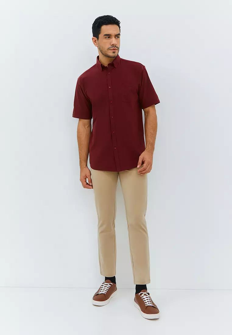 Jobb Minneapolis Kemeja Pria Lengan Pendek Regular Fit Maroon Colour Maroon