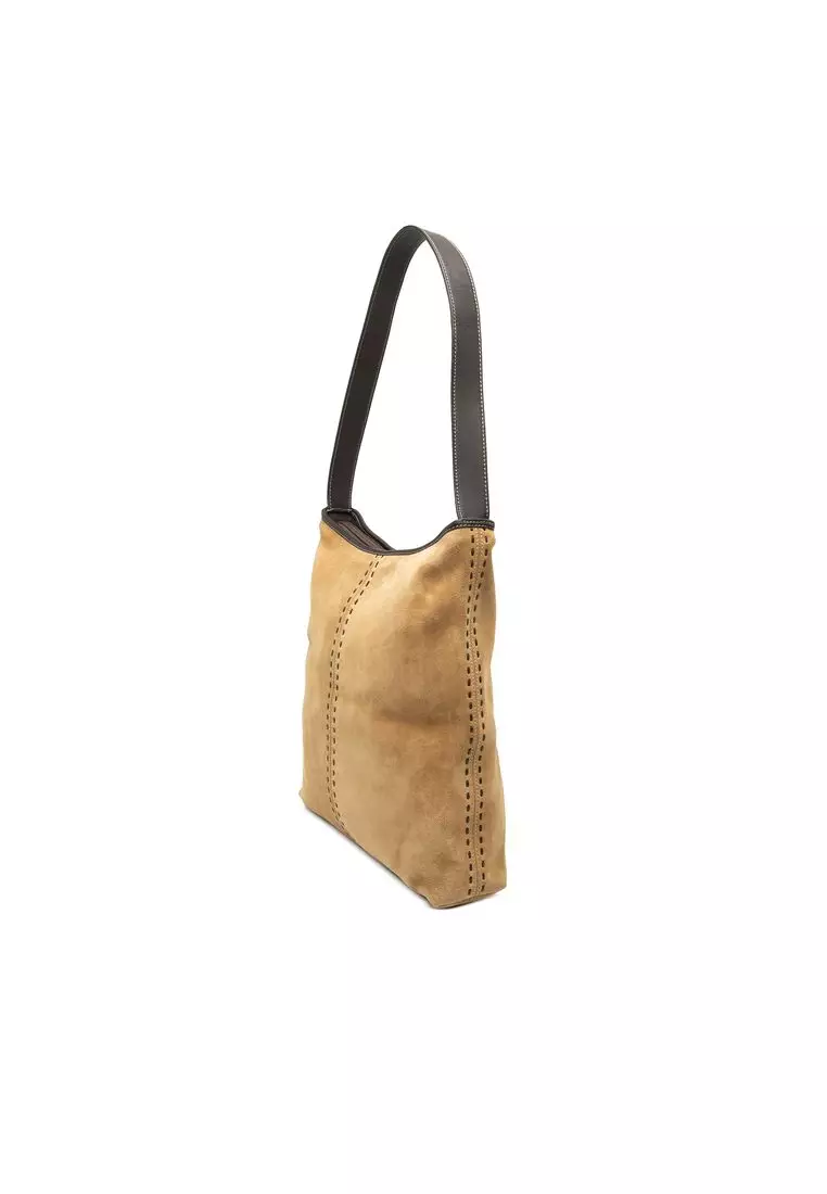 Pre-Loved Loewe Suede Anagram Shoulder Bag