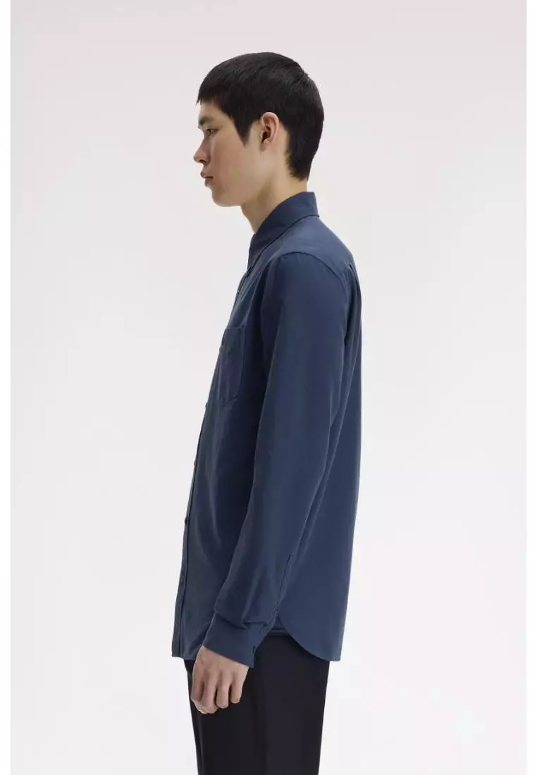 Fred Perry M5516 Long-Sleeve Oxford Shirt (Dark Airforce)