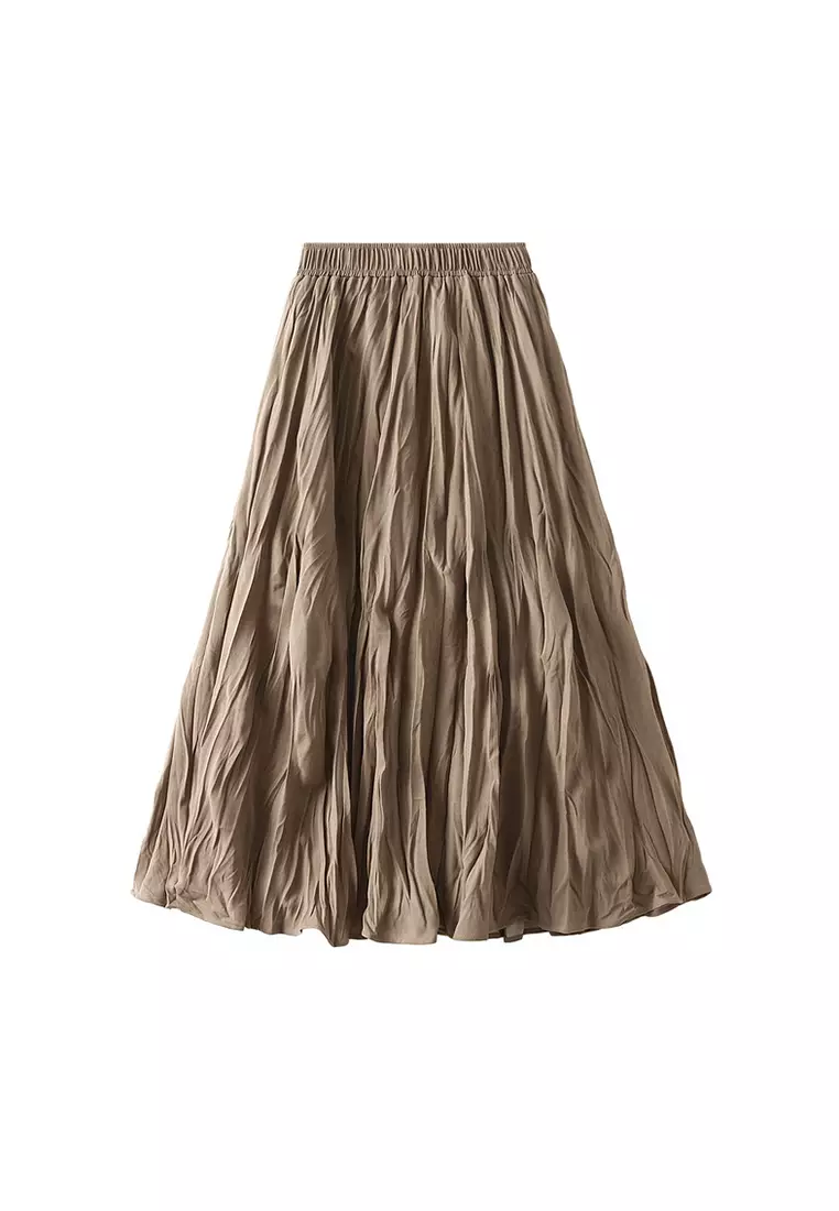 High Waist Pleated Maxi Skirt AF0838