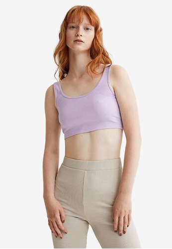 H&M purple Ribbed Crop Top 16BC3AA035C565GS_1
