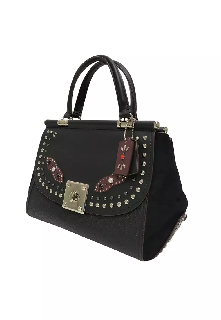 Pre-loved Coach Western Rivets Drifter Glovetanned Leather Shoulder Bag for Women in Black - O1-57120-SVBK